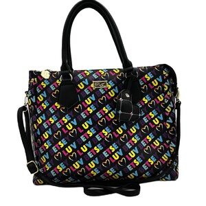 Betsey Johnson Shoulder Tote Bag XL Handles Crossbody Spellout Whimsigoth Edgy‎